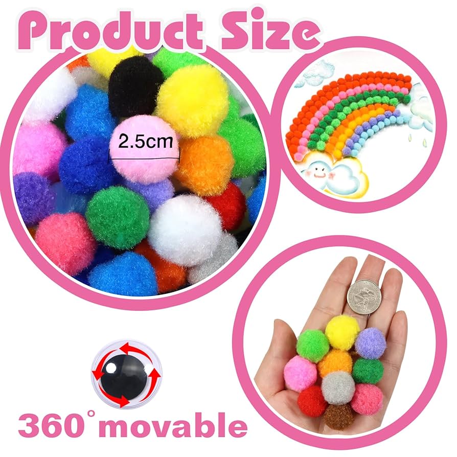 小物 pompom Amazon.com: TOAOB 1900pcs 1 Inch Assorted Pom Poms with